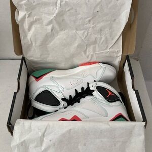 Nike Kids White Sneakers with Black, Green, and Red Accents